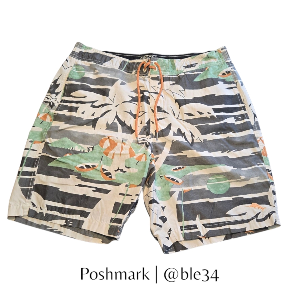 *SALE* Tommy Bahama Relax White Tropical Floral Swim Board Shorts Mens Large